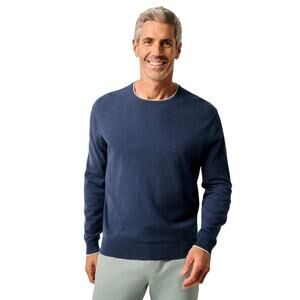 Johnnie O Sweater Mens XL Navy Blue Wren Crew Neck Pullover Cotton Silk Knit